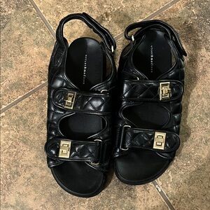 Mercer & Madison Black Quilted Sandals